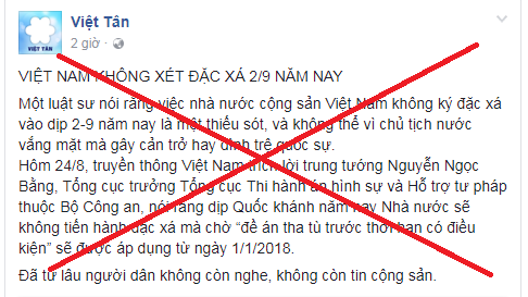 Kết quả hình ảnh cho Luận điệu xuyên tạc của Việt Tân về việc không đặc xá dịp 2-9