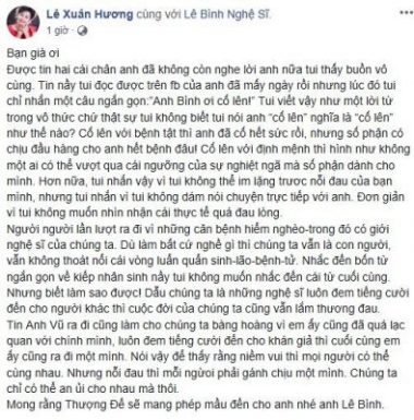 sao viet keu goi ung ho nghe si le binh bi liet nua nguoi do di chung ung thu hinh anh 7