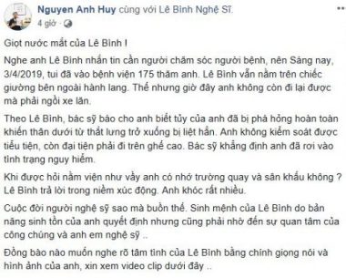 sao viet keu goi ung ho nghe si le binh bi liet nua nguoi do di chung ung thu hinh anh 2