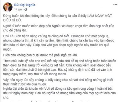 sao viet keu goi ung ho nghe si le binh bi liet nua nguoi do di chung ung thu hinh anh 5