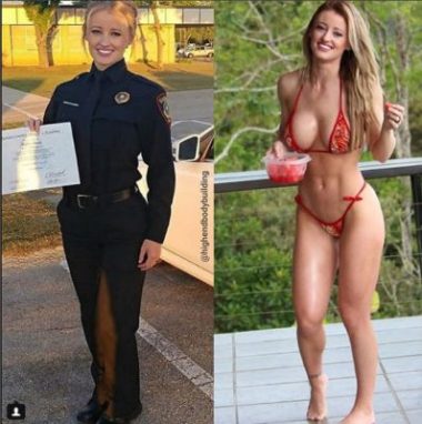 2 co canh sat co voc dang sexy tung cm nho song chet het minh voi gym hinh anh 2
