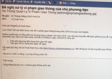 Cục CSGT cảnh báo tội phạm lừa đảo nộp phạt vi phạm giao thông - ảnh 1