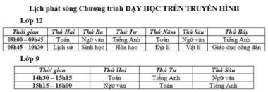 Lịch dạy học trên truyền hình cho học sinh cả nước từ 13-18/4