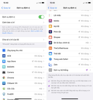 Cách kiểm tra ứng dụng có quyền truy cập vị trí trên iOS 14