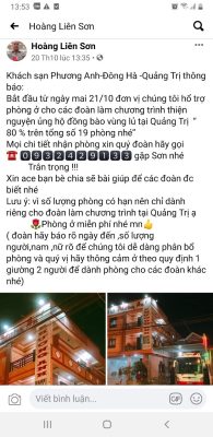 Khách sạn, nhà hàng phục vụ miễn phí các đoàn cứu trợ miền Trung