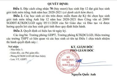 Hà Tĩnh nói gì về việc đặc cách học sinh 6.5 IELTS trở lên là HSG tỉnh?