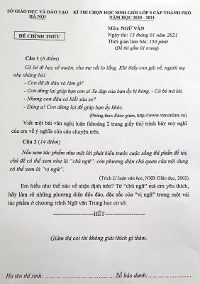 Xôn xao đề thi Văn bàn 'mẹ chồng tư tình' và 'giúp bạn khóc'