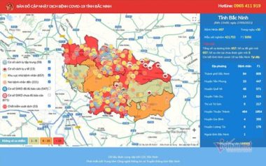 Bắc Ninh lập bản đồ thời gian thực về diễn biến Covid-19