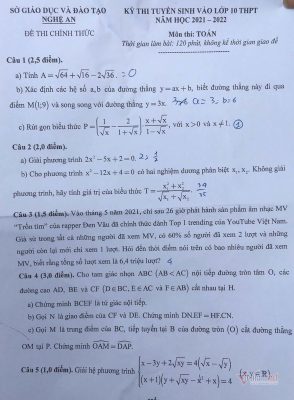 Đề Toán thi vào lớp 10 Nghệ An: Thí sinh gặp khó từ nấc 7,5 điểm