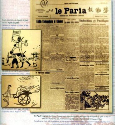 Báo Người cùng khổ và tranh châm biếm của báo do nhà cách mạng Nguyễn Ái Quốc vẽ.