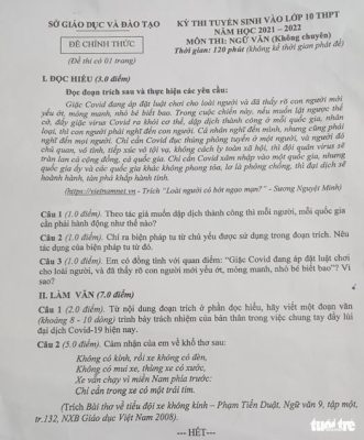 ‘Giặc COVID vào đề thi văn lớp 10 ở Đắk Nông - Ảnh 2.