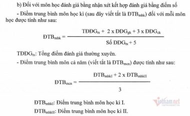 Cách tính điểm học kỳ sau quy định đánh giá học sinh mới