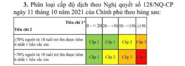 Bộ Y tế hướng dẫn 3 tiêu chí phân loại cấp độ thích ứng an toàn Covid-19