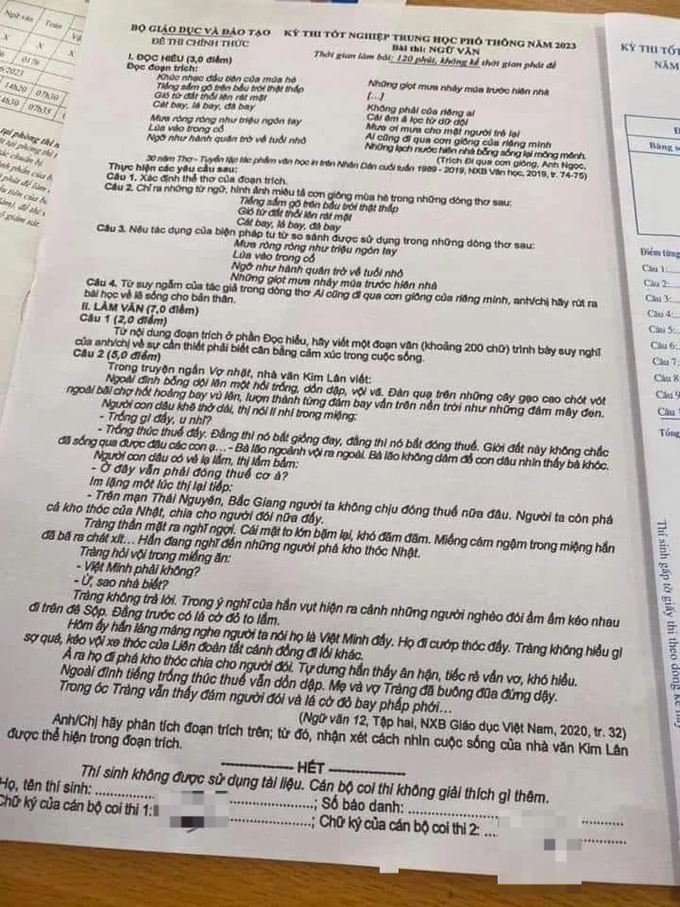 Nghi vấn lộ đề thi văn: Ảnh chụp đề lan truyền từ 8h! - 1