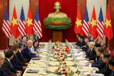 Hội đàm giữa Tổng Bí thư Nguyễn Phú Trọng và Tổng thống Mỹ Joe Biden chiều 10-9 - Ảnh: HẢI HUY