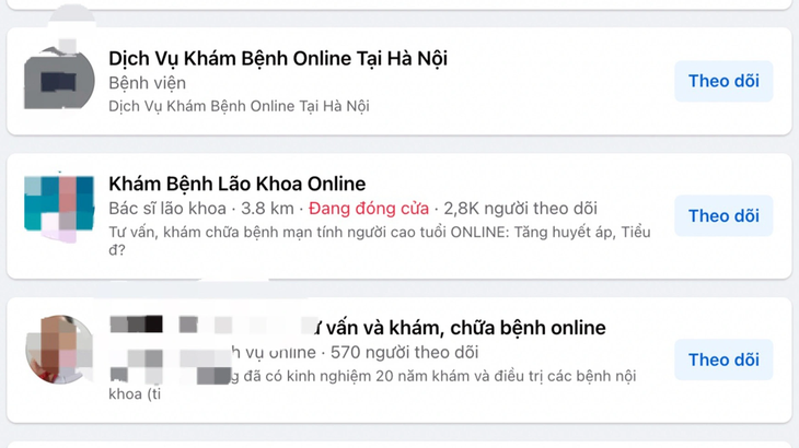Nhiều trang mạng xã hội nhận “thăm khám” online đủ loại bệnh - Ảnh: Chụp màn hình