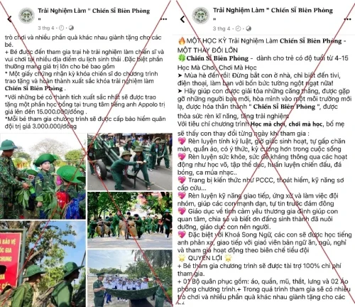 Công an khuyến cáo người dân cảnh giác trước bẫy lừa đảo từ các trang đăng ký trại Hè. (Nguồn: Công an thành phố Hà Nội)